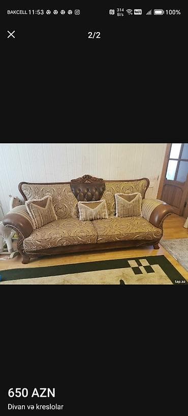 divan kreslo ucuz qiymete: Divan ve 2 kreslo ela veziyyetde Deniz mebelden 3000 azne alinib — 2