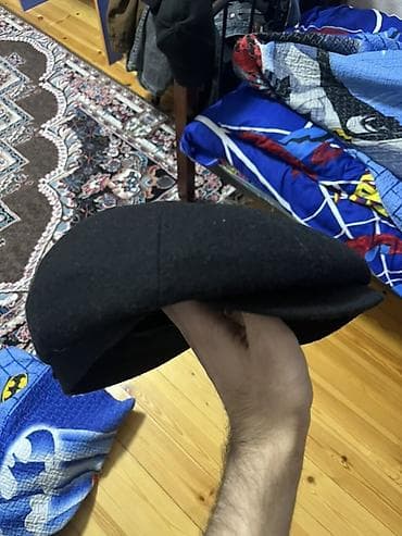 kepka modelleri: Qara newsboy/kepka şapka - Model: Klassik 8 panelli newsboy — 3