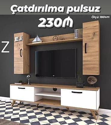 Yeni, Düz TV altlığı, Polkalı, Laminat