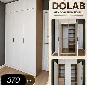 first home tekstil: 3 qapılı geyim dolabı – geniş və funksional - Minimalist dizayn: ağ — 1