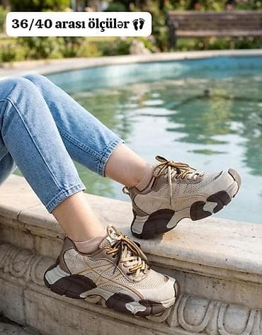 deri kemer: Unisex idman ayaqqabısı – 36-40 ölçülər - Rəng: bej və qəhvəyi — 1