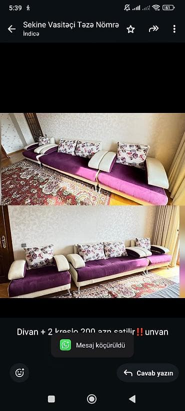 xacmaz divan: Divan, 2 kreslo — 1