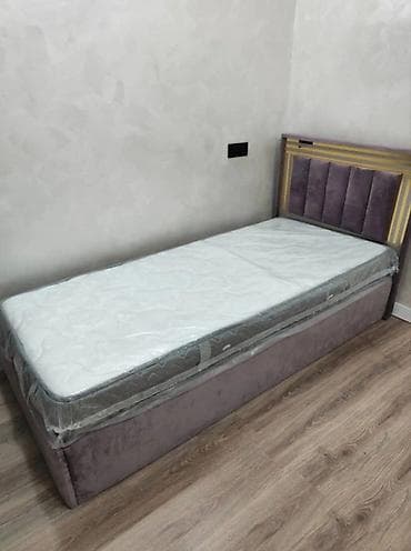 mebel materialı: Təknəfərlik çarpayı, Bazalı, Matras ilə, Siyirməsiz — 2