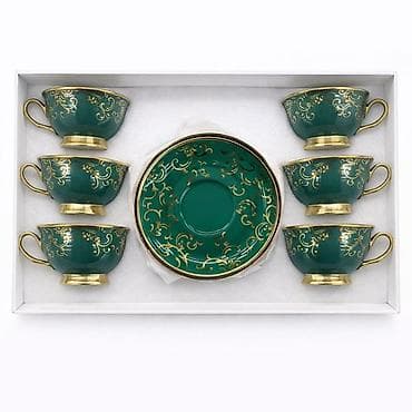 Çay dəsti, rəng - Çəhrayı, Xrustal — 8