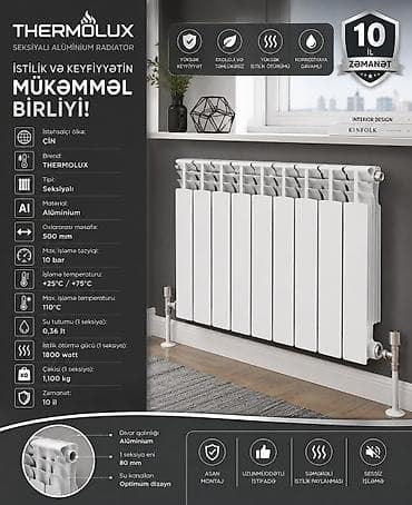 ev qizdiran: Yeni Seksiyalı Radiator Alüminium, Ödənişli çatdırılma, Ödənişli quraşdırma, Zəmanətli, Kredit yoxdur — 10