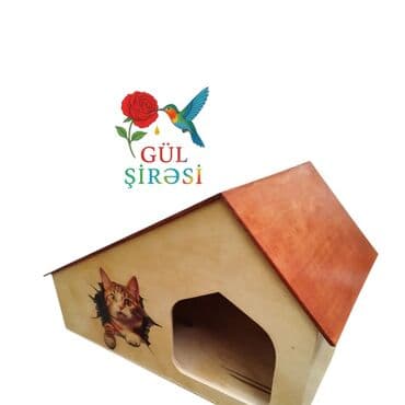 pişik yuva: Taxta pişik evi 🐾 Yeni əl işimiz – taxtadan hazırlanmış, rahat və — 3