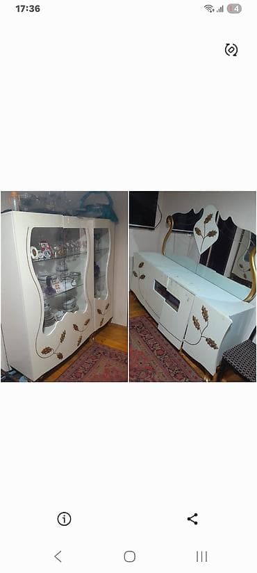 ayakkabi refi: Yemək otağı üçün mebel dəsti Tərkibi: - Şüşəli vitrin şkaf: ikili — 1