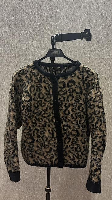 Qadın geyim dəsti – 4 parçalı 1) Leopar naxışlı kardiqan - Rəng: bej