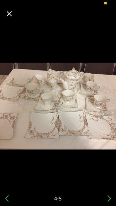 12 yaş tortu: Çay dəsti, rəng - Ağ, 6 nəfərlik — 4