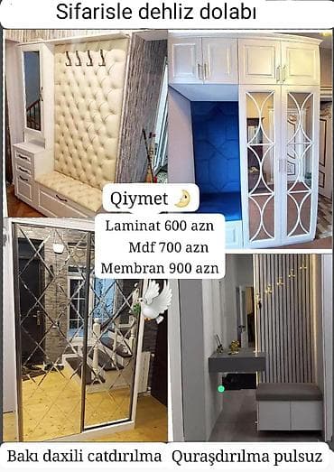 Sifarişlə dəhliz dolabı - Material seçimləri və qiymətlər: - Laminat