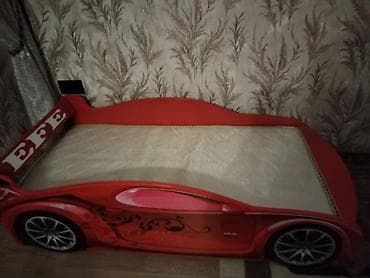 murad mebel: Uşaq üçün maşın formalı çarpayı - Rəng: qırmızı - Ön paneldə idman — 5