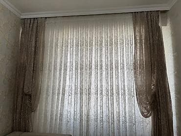 Qəhvəyi tonlarda qaraout pərdə dəsti və naxışlı tull pərdə - Tərkib — 10