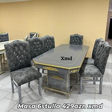 Qonaq otağı üçün, Açılmayan, Dördbucaq masa, 6 stul