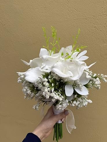 gullerin qiymeti: Ağ rəngli gelin buketi – zərif və klassik dizayn. - Kompozisiya: ağ — 3
