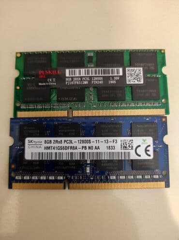 Operativ yaddaş (RAM): Operativ yaddaş (RAM) Hynix, 8 GB, 1600 Mhz, DDR3, Noutbuk üçün, İşlənmiş — 1