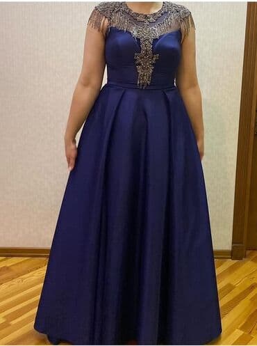 tikdirmek ucun don modeli: Zərif gecə libası - Rəng: dərin lacivərd - Model: A-kesim, uzun — 3