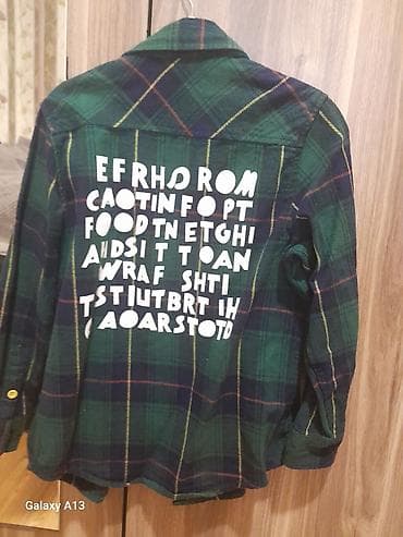 usag geyim: Uşaq köynəyi – yaşıl/qara rəngli, xətli (plaid) dizayn. - Brend: Favo — 4