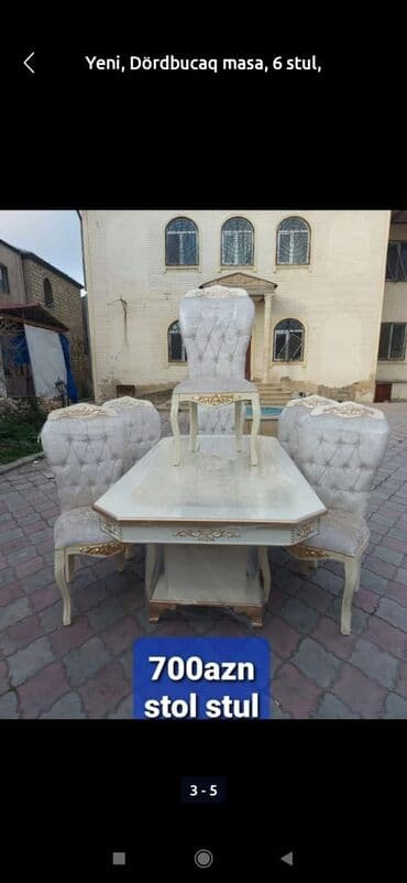 aslanoğlu mobilya: Qonaq otağı üçün, Yeni, Açılan, Dördbucaq masa, 6 stul — 3