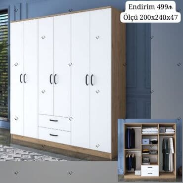 ev ucun qapi: Açılan, 6 qapı Düz dolab, Qarderob, paltar dolabı — 1