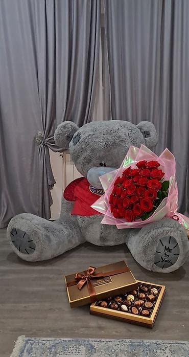 sevgililer günü: Nəhəng plyuş ayı – romantik hədiyyə - Rəng: boz tüklü bədən, mavi — 2