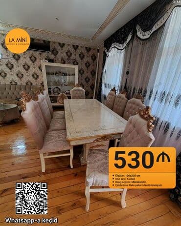 otaq üçün ətirlər: Qonaq otağı üçün, Dördbucaq masa, 6 stul — 1