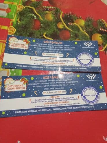 avtomatik qapilar kreditle: Bilet yeni il şənliyinə 2 ədəd var . El oyunları Sarayina 30 dekabr — 1