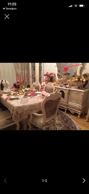 işlənmiş oturacaqlar: Qonaq otağı üçün, Açılmayan, Dördbucaq masa, 6 stul — 1