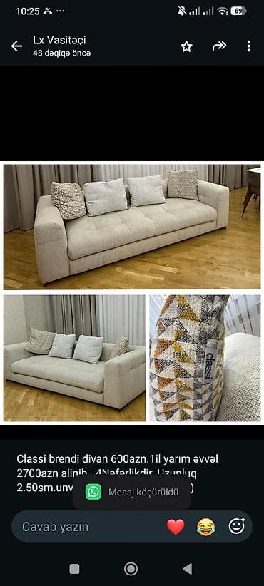 mebel alan: Classi brendi divan 600azn.1il yarım əvvəl 2700azn alinib — 1