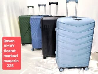 купить чемодан на колесах в баку: Sarı rəngli, sərt korpuslu, dörd təkərli səyahət çamadanı. Çamadanın — 6