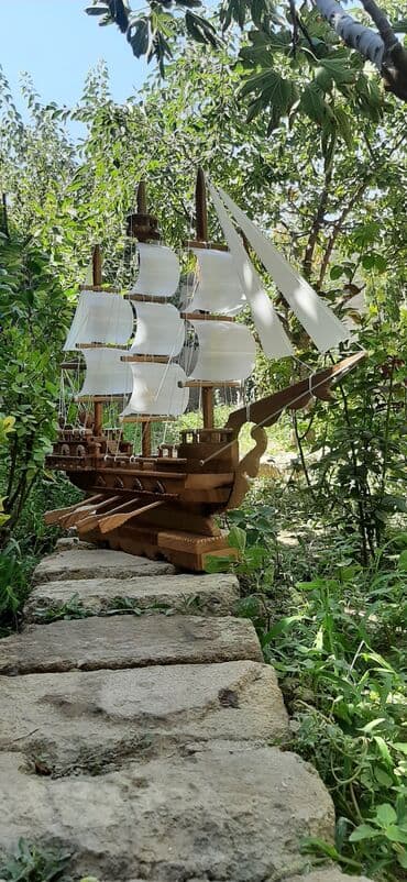 антикварные часы настенные: Taxta yelkənli gəmi maketi - Material: tamamilə ağacdan əl işidir; — 1