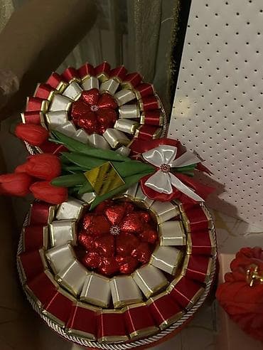 qizil qablari: Ramazan və Novruz üçün bəzəkli hədiyyə kompozisiyaları - Qızılı — 5