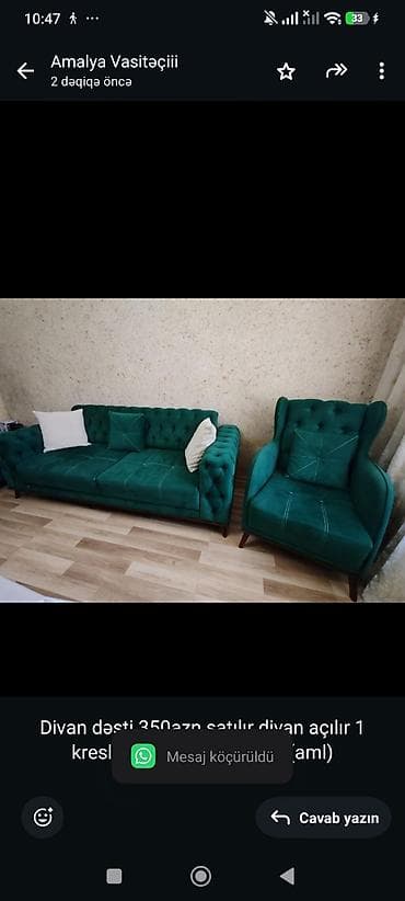 inter tekstil sumqayit: Divan dəsti 350azn satılır divan açılır 1 kreslodu. ünvan Binəqədi — 1