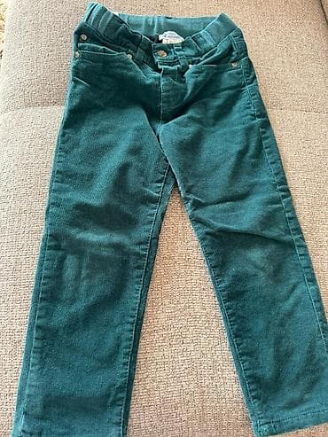 Cinslər və şalvarlar: Uşaq üçün yaşıl rəngli manjetli məxməri (corduroy) şalvar. - Parça — 2