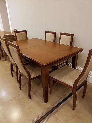 Qonaq otağı üçün, Yeni, Açılan, Dördbucaq masa, 6 stul