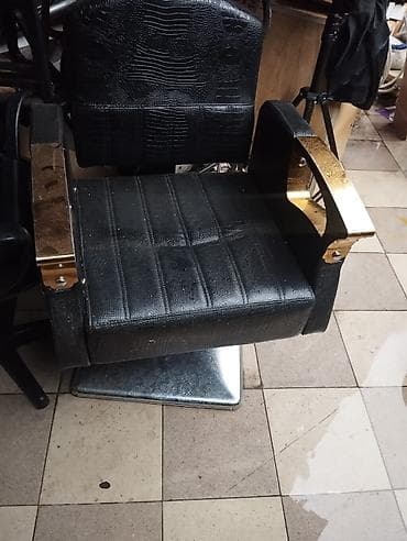 mebel bərpası: Bərbər kreslosu - Material: qara rəngli, timsah naxışlı eko‑dəri — 1