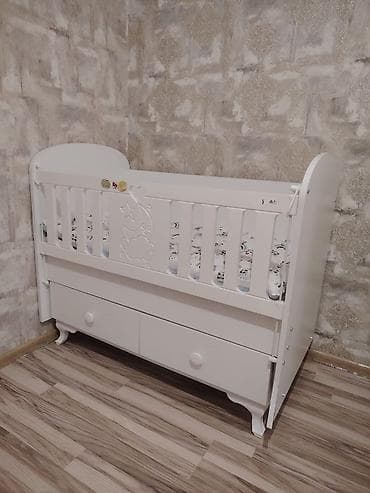 Uşaq beşiyi – ağ rəngli, klassik dizayn - Material: ağlamaya davamlı
