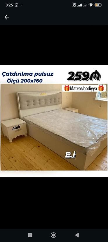 kreditle drel: Yataq dəsti – ölçü 200x160. - Zərif dizaynlı, yumşaq düyməli başlıq - — 1