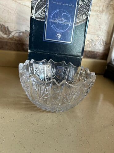 Qida məhsulları: Kəsim naxışlı şüşə/kristal desert qabı - Material: qalın şüşə/kristal — 2