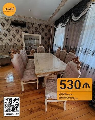 Для гостиной, Нераскладной, Прямоугольный стол, 6 стульев — 1