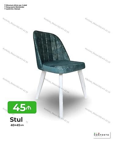kohnə stul: Stul – 40×45 sm - Yumşaq, teksturalı parça üzləmə, dikey tikişli bel — 1