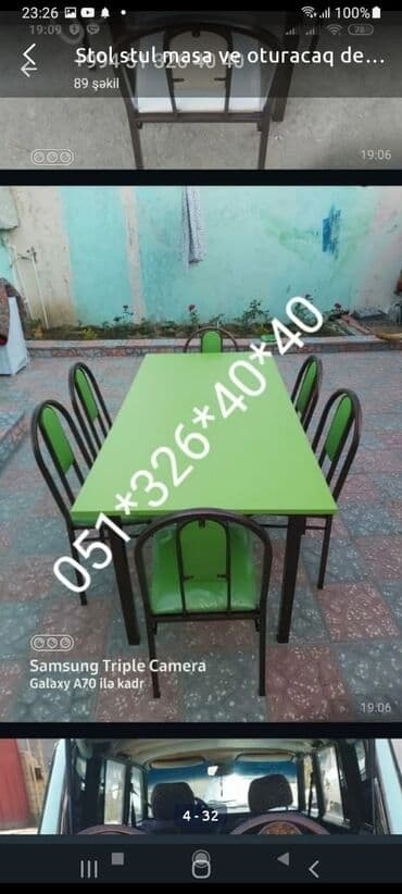 Masa və oturacaq dəstləri: Qonaq otağı üçün, Yeni, Açılan, Dördbucaq masa, 4 stul — 9