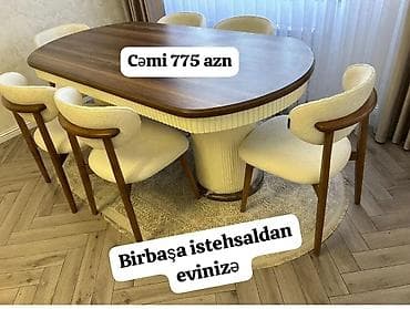 Qonaq otağı üçün, Yeni, Açılmayan, Oval masa, 6 stul