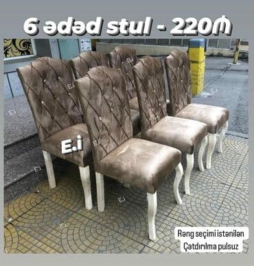qonaq otagi ucun masalar: *6 ədəd stul / Oturacaq 220Azn💥* ✔️Rəng seçimi var ✔️ *Şəhər daxili — 2
