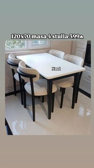 isdolar: Mətbəx üçün, Yeni, Açılmayan, Yumru masa, 4 stul — 4