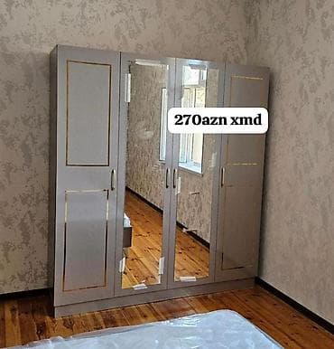2ci el skaf: Yeni, 4 qapılı, Güzgülü, Rəngli, Digər material, Açılan, Düz dolab — 4