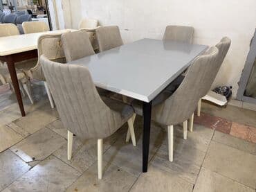 Qonaq otağı üçün, Yeni, Açılan, Dördbucaq masa, 6 stul