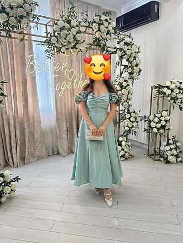 yaşıl don: - Zərif mint-yaşıl rəngli ziyafət/nişan/mezuniyyət libası - A-kəsim — 1