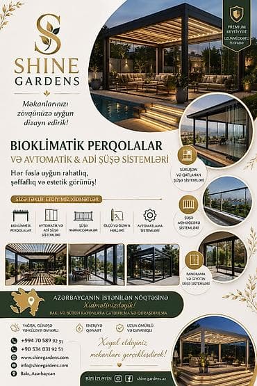 Məhəccərlər: Shine Gardens – Bioklimatik perqolalar və avtomatik/adi şüşə — 1
