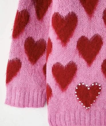 jordan jaket: Qadın kardiqanı – ürək naxışlı - Rəng: çəhrayı fon üzərində qırmızı — 6