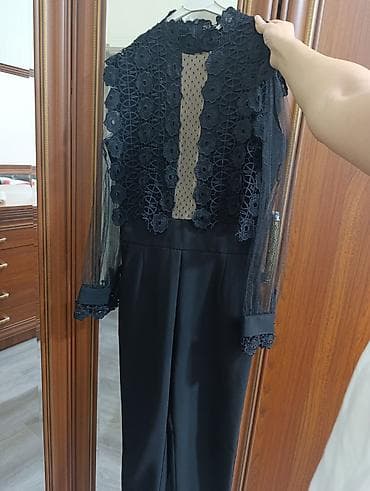 qara koftalar: Qadın tulumu – qara rəng - Üst hissə: gül naxışlı krujeva — 3